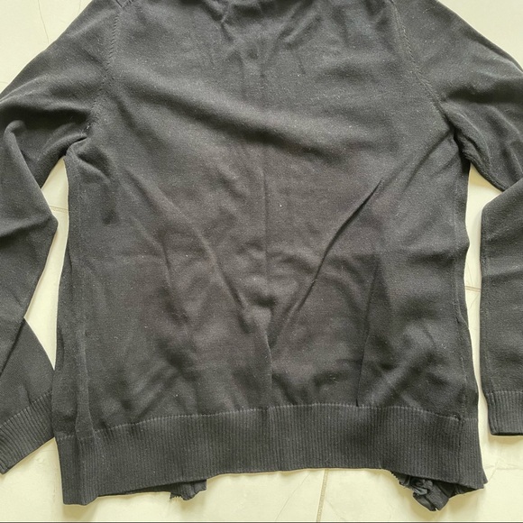 Liz Claiborne V-Neck Black Cardigan with Ruffle Collar - Picture 3 of 9